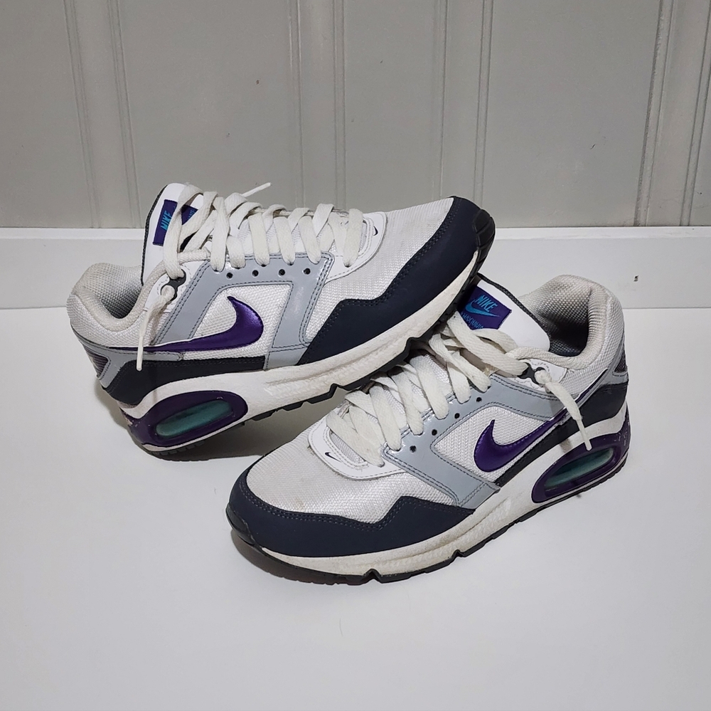 Vintage Nike Air Max Navigate Shoes White Silver Purple Womens Size 8.5